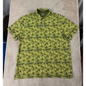 Good Good Golf Polo Shirts Men size 2XL Green Yellow Floral Fighting For Par EUC